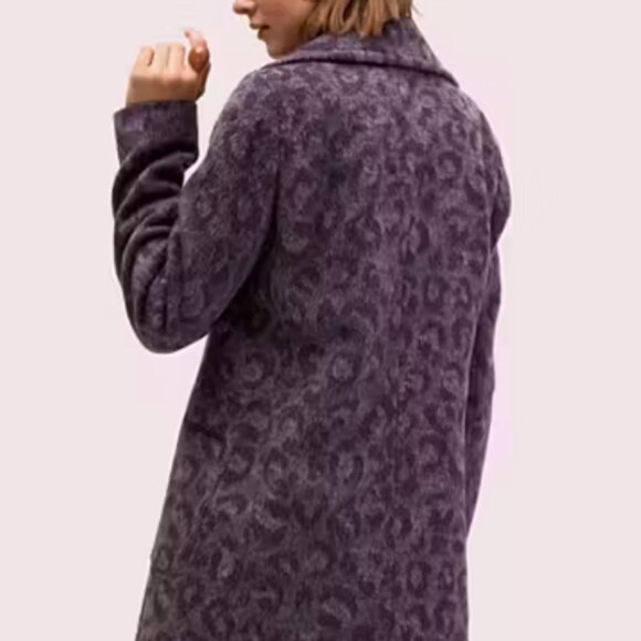 Kate Spade Brushed Leopard Peacoat in Purple, size 12/L - Picture 6 of 12